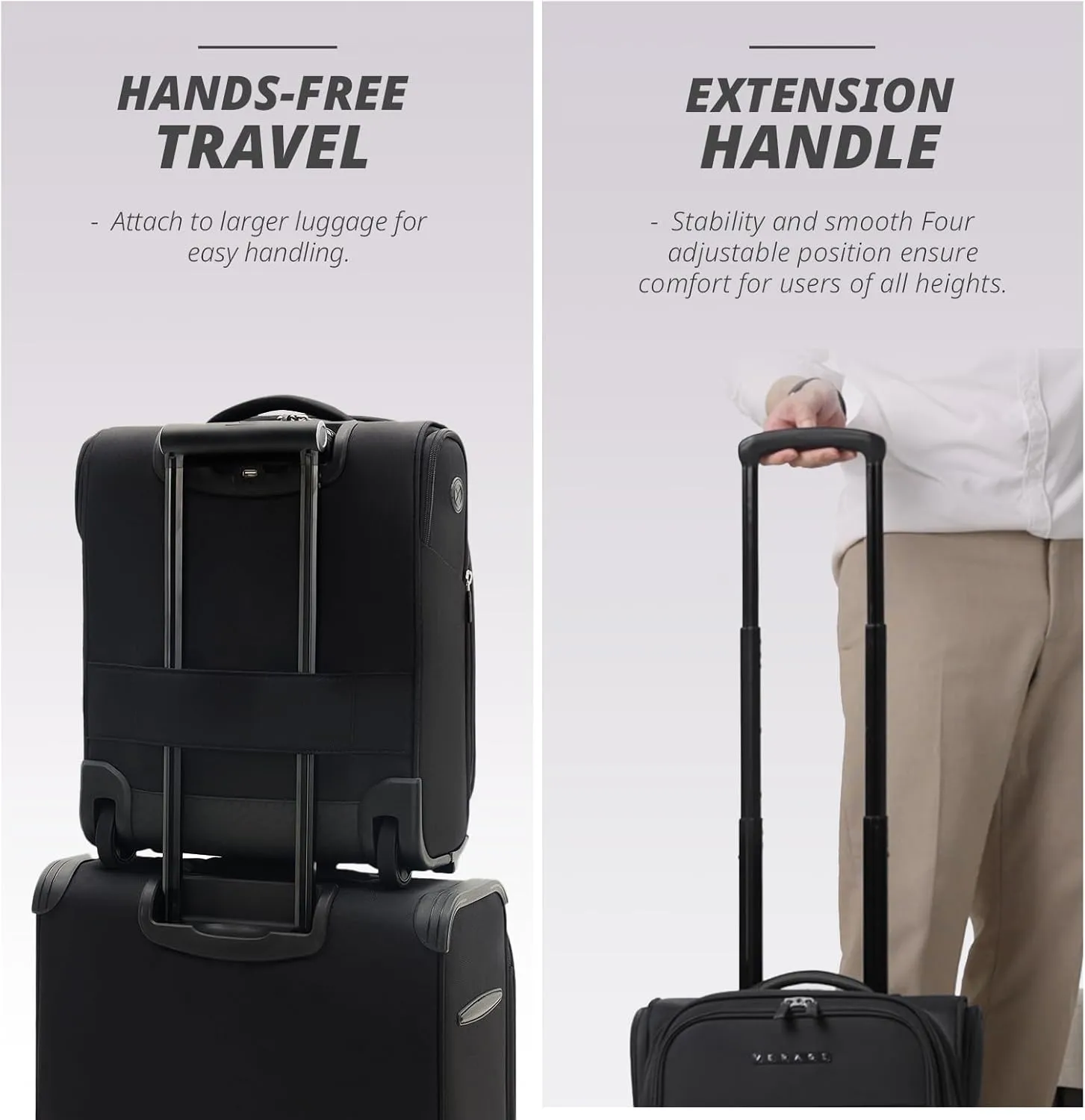 Verage 16 inch Underseat Carry On Luggage with Wheels, Grey Softside Small Suitcase Spinner Wheeled Rolling Travel Laptop Bag for Airlines Airplanes Short Trip Men Women