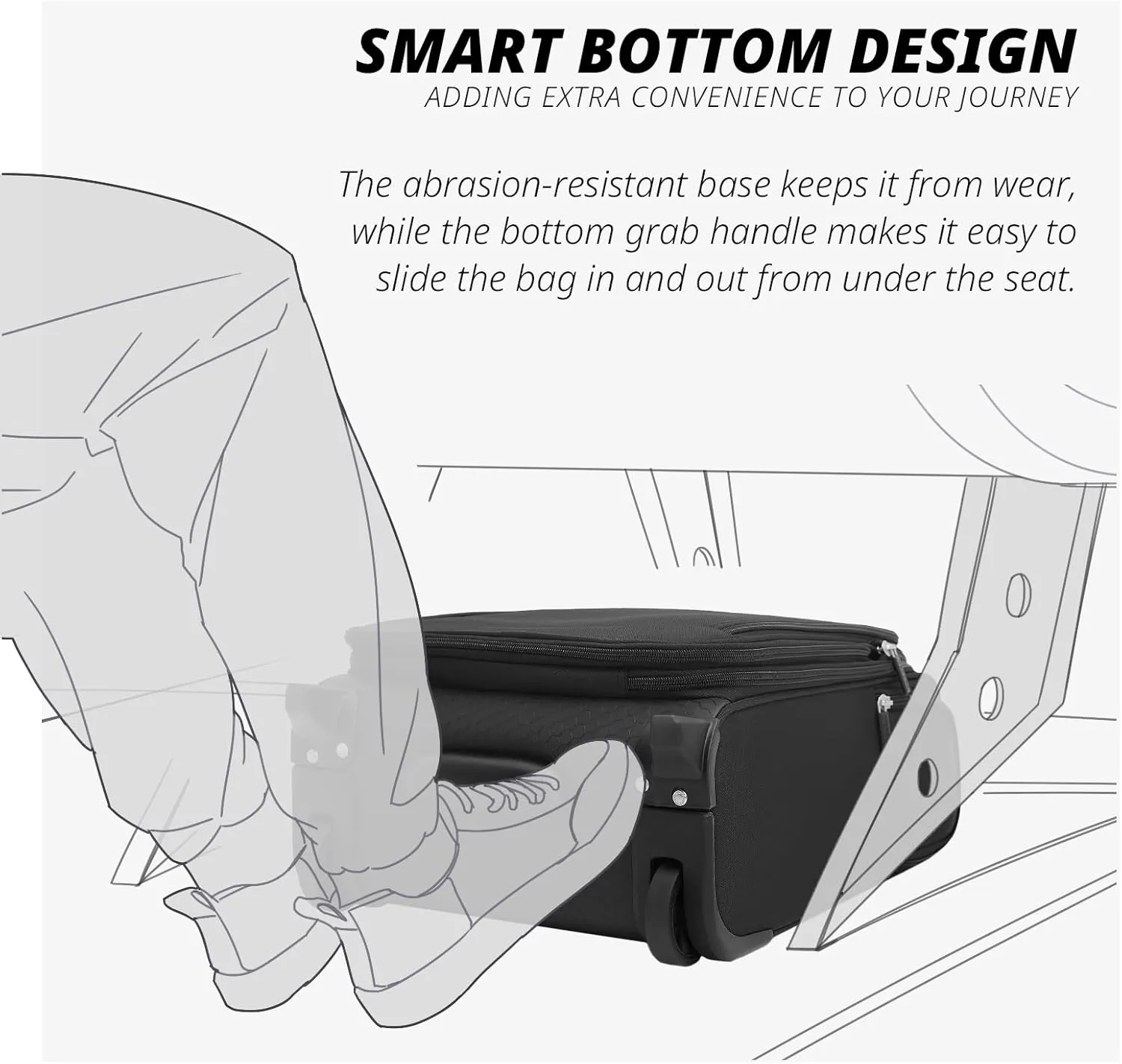 Verage 16 inch Underseat Carry On Luggage with Wheels, Grey Softside Small Suitcase Spinner Wheeled Rolling Travel Laptop Bag for Airlines Airplanes Short Trip Men Women
