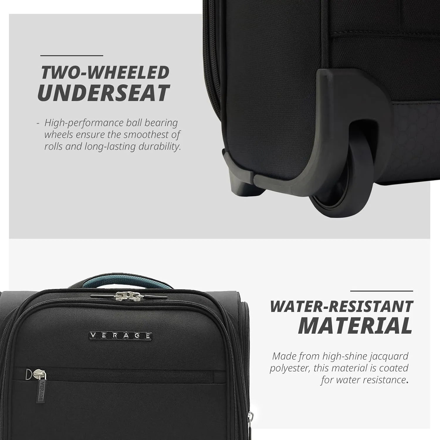 Verage 16 inch Underseat Carry On Luggage with Wheels, Grey Softside Small Suitcase Spinner Wheeled Rolling Travel Laptop Bag for Airlines Airplanes Short Trip Men Women