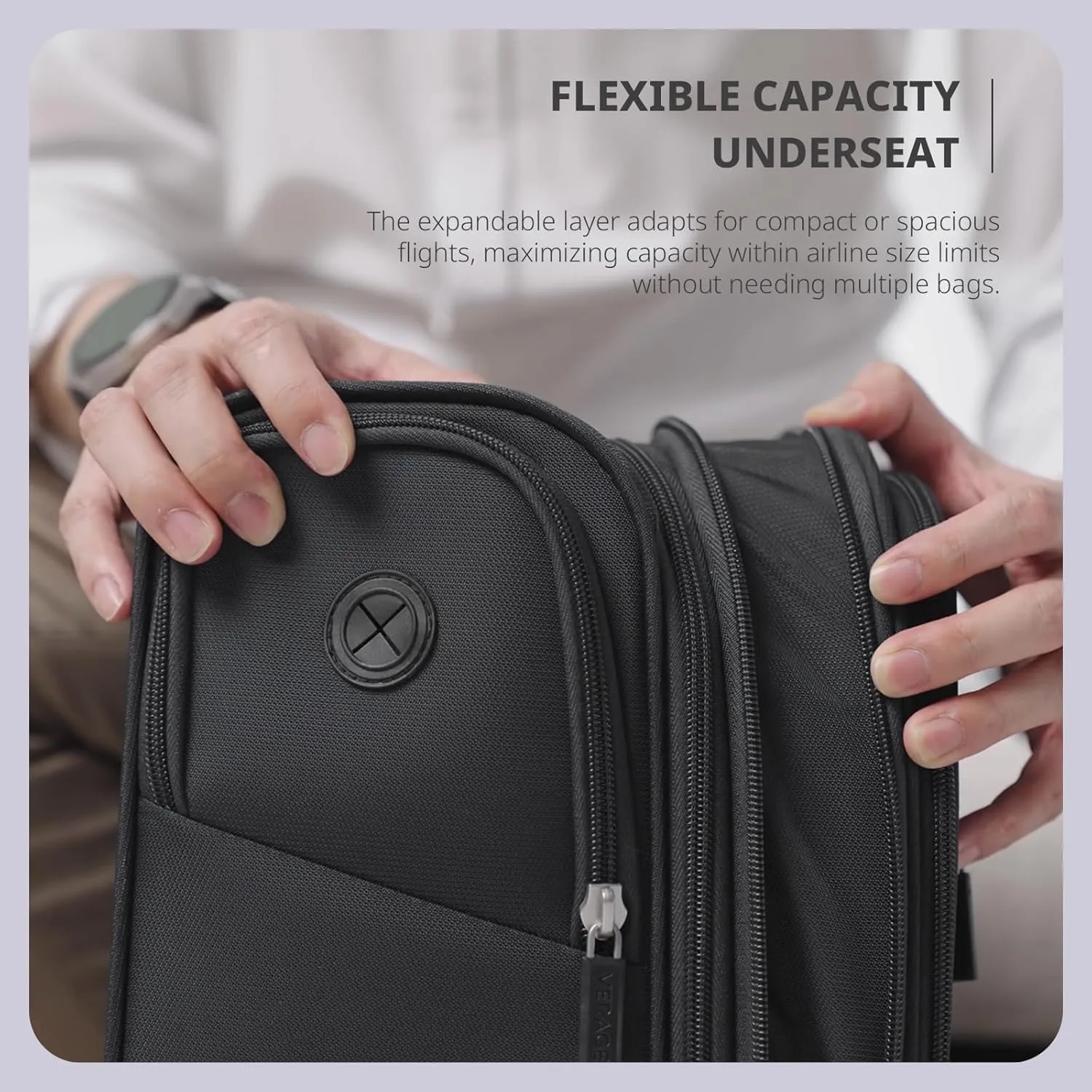 Verage 16 inch Underseat Carry On Luggage with Wheels, Grey Softside Small Suitcase Spinner Wheeled Rolling Travel Laptop Bag for Airlines Airplanes Short Trip Men Women