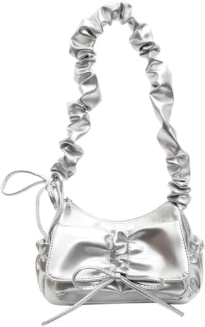 Verdusa Women's Vintage Bow Crossbody Bags PU Leather Ruched Zipper Shoulder Handbags