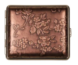 v.H. Cigarette Case Faux Leather Bronze Flowers Since 1912 Made in Germany, bronze, 85 mm