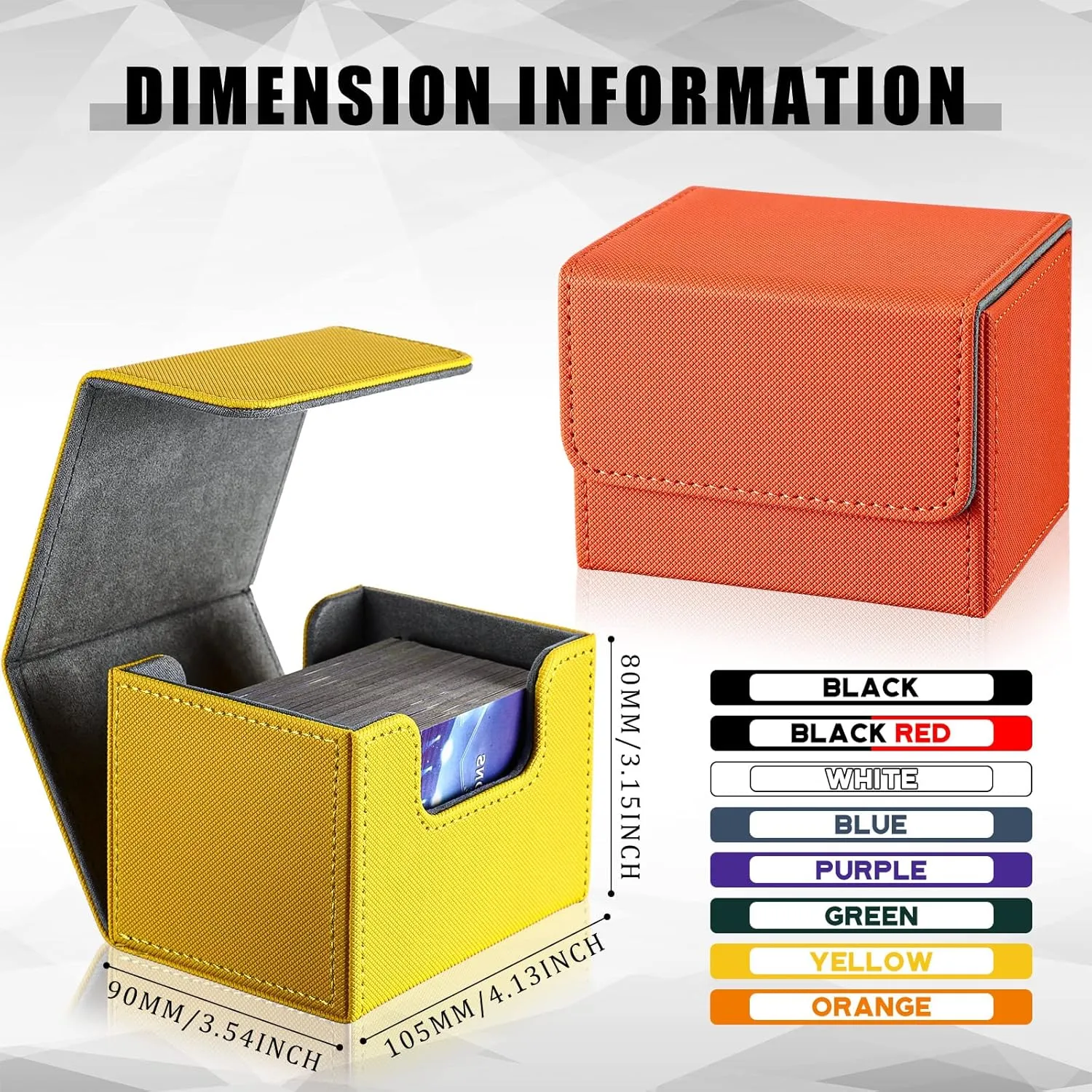 Vicenpal 8 Pack Card Deck Case Bulk, Sleeved Leather Card Boxes, Magnetic Card Game Box with Sleeves for 100 Plus Playing Cards Box Compatible with MTG/TCG, 8 Colors(Horizontal Style)