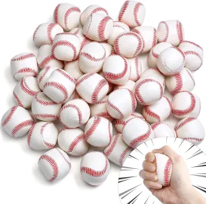 Vinsot 50 Pcs Mini Foam Baseball Softball Stress Balls Bulk 2 Inch Squeeze Balls for Kids Stress Anxiety Relief Party Favors Goodie Bag Fillers Back to School Gifts(White)