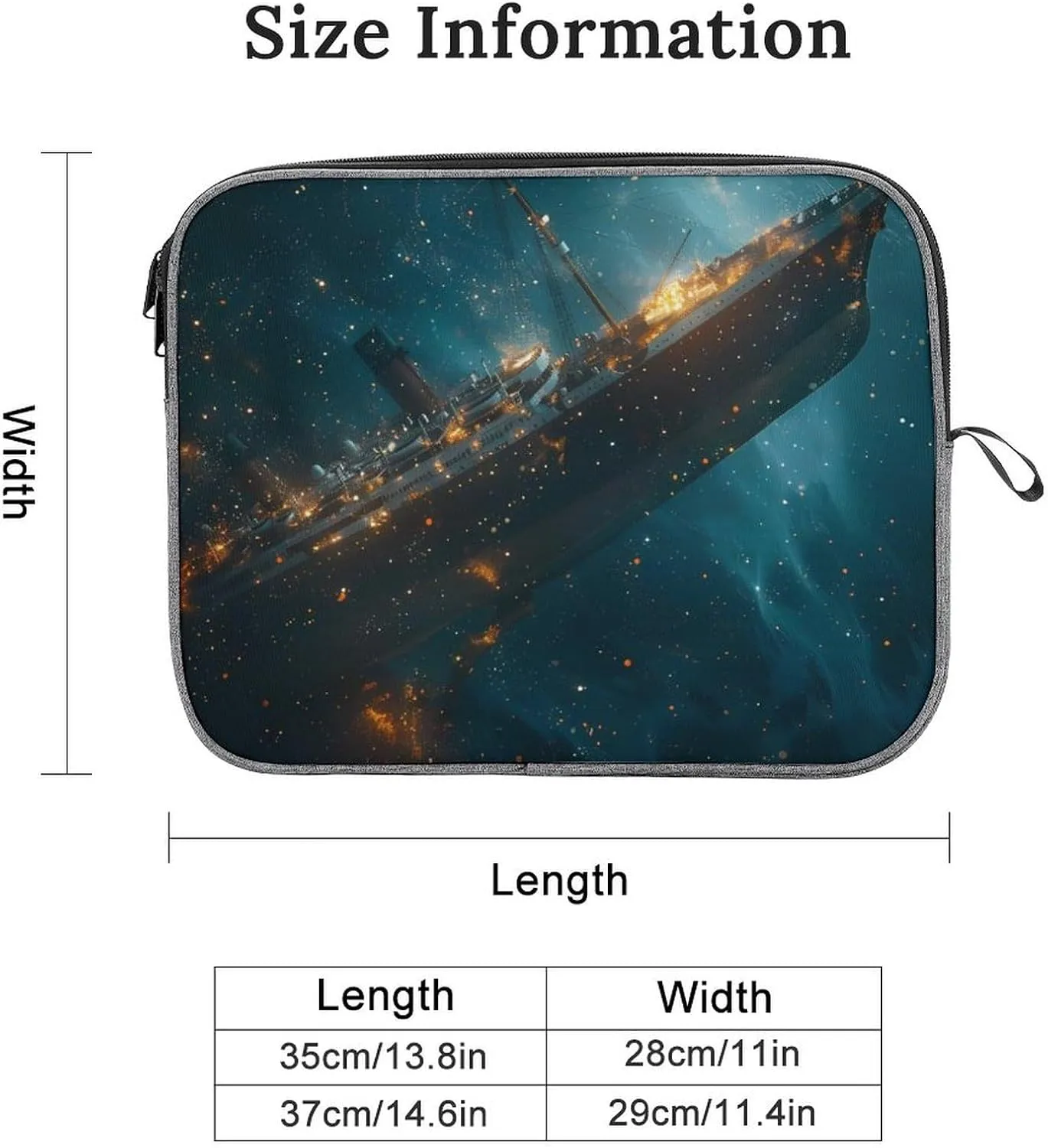 Vintage Ocean Voyage Cruise Ship Ship Sinking Laptop Bag Protective Laptop Sleeve Bag Briefcase Carrying Case Handbags for Men Women