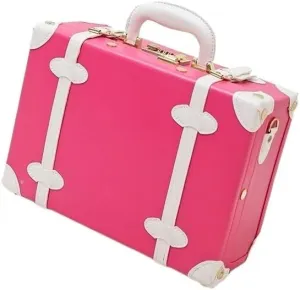 Vintage Suitcase Cute Luxury Women's Travel Makeup Handbag Pink Pu Leather Organizer Large Capacity Beauty Cosmetic Tool Box