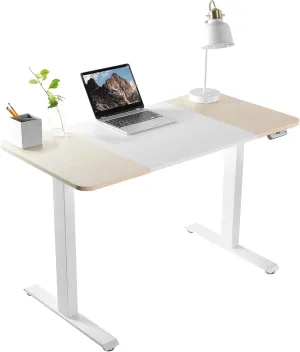 VIVO Electric 47 x 24 in Standing Desk, Memory Height Adjustment, White and Light Wood, DESK-E144WC