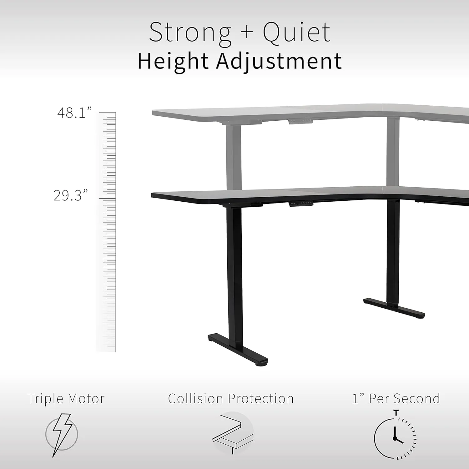 VIVO Electric Height Adjustable 71 x 71 inch Curved Corner Stand Up Desk, Black Table Top, White Frame, Memory Controller, L-Shaped Workstation, E3C Series, DESK-KIT-E3CWB