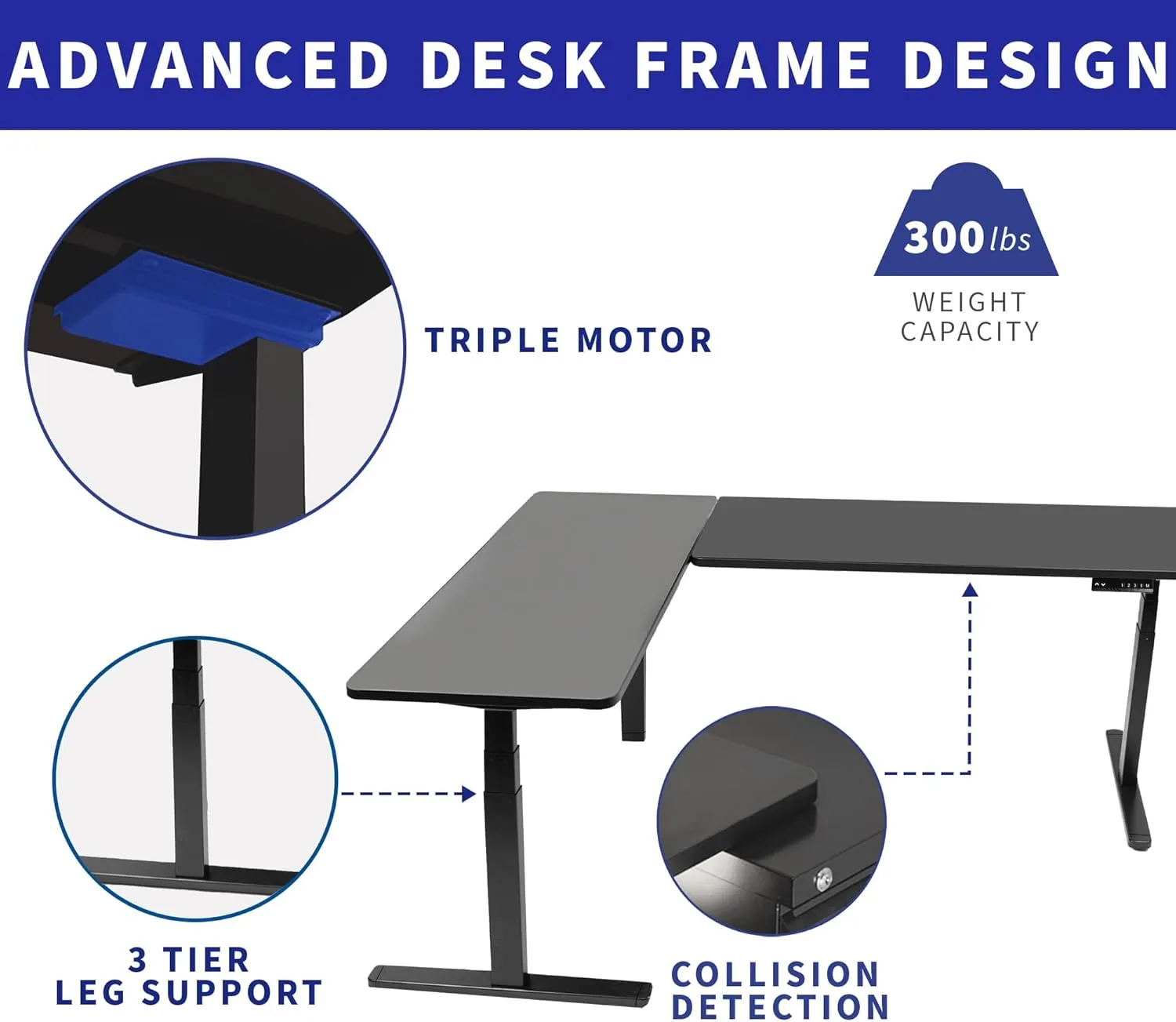 VIVO Electric Height Adjustable 83 x 60 inch Corner Stand Up Desk, 2 Dark Gray Solid Table Tops, Black Frame, Memory Controller, L-Shaped Workstation, 3E Series, DESK-KIT-3E8G