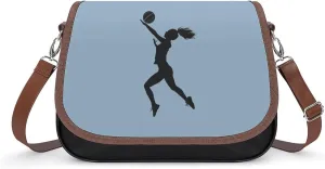 Volleyball Girl Silhouette Spike Attack Crossbody Bags for Women Trendy Shoulder Satchel Purses Messenger Bag