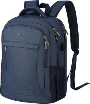 Voova Travel Laptop Backpack, Business Work Laptop Backpack for Women & Men with USB Charging Port, Waterproof Slim Durable College Computer Bag Fits 15.6 Inch Laptops and Notebook, Blue