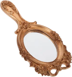 VOSAREA Vintage Handheld Makeup Mirror Portable Embossed Pattern Vanity Mirror for Travel and Home Use Reflection Lightweight Design Present for Women and Makeup Artists