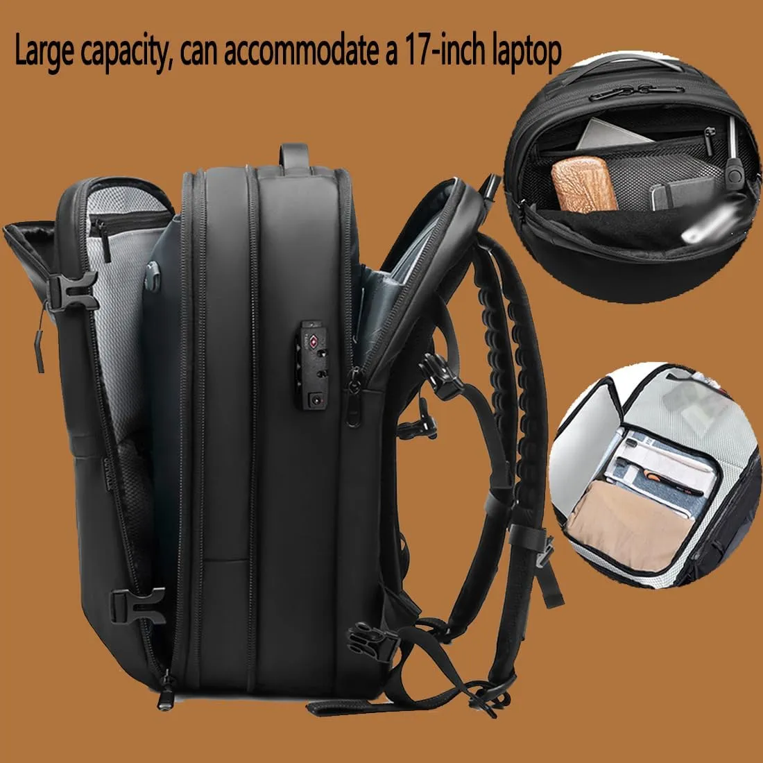 Voyagevac Vacuum Backpack for Travel, Air Travel Bag 2nd Gen, Anti-Theft and Wear-Resistant, Large Capacity (Blue, With air pump)