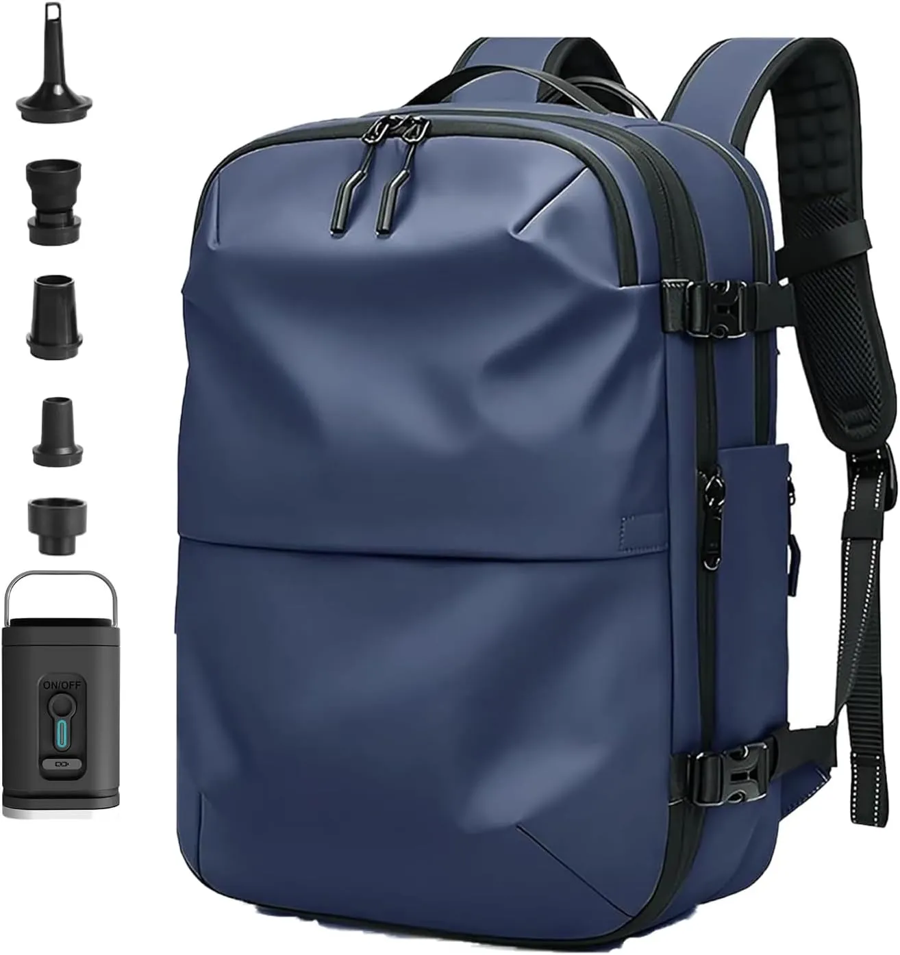 Voyagevac Vacuum Backpack for Travel, Air Travel Bag 2nd Gen, Anti-Theft and Wear-Resistant, Large Capacity (Blue, With air pump)