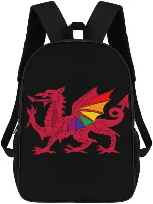 Wales Prideful Flag Funny 17 Inch Backpack Multipurpose Shoulders Daypack Laptop Bag for Travel Hiking Camping 12.5 X 17 X 5.5 Inch