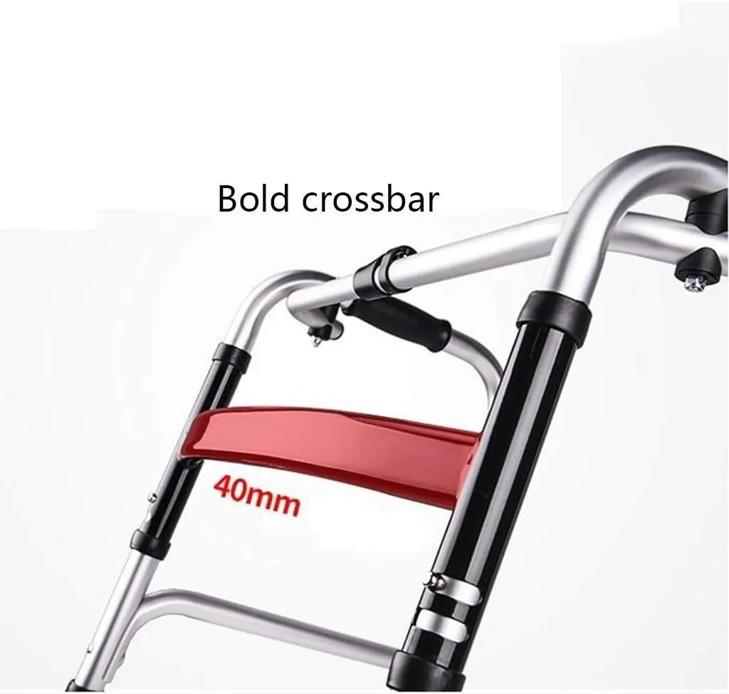 Walker,Lightweight Folding Walking Frame with 2 Wheel,Seat and Bag,Adjustable Height (Unwheeled) Everything is fine (Wheeled Bag)