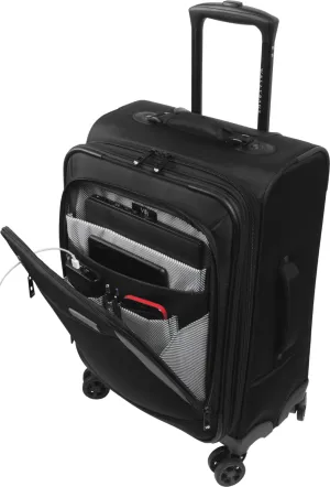 WallyBags Solutions Expandable Spinner Carry-On with Padded Laptop and Electronics Pockets, Black, 20-Inch