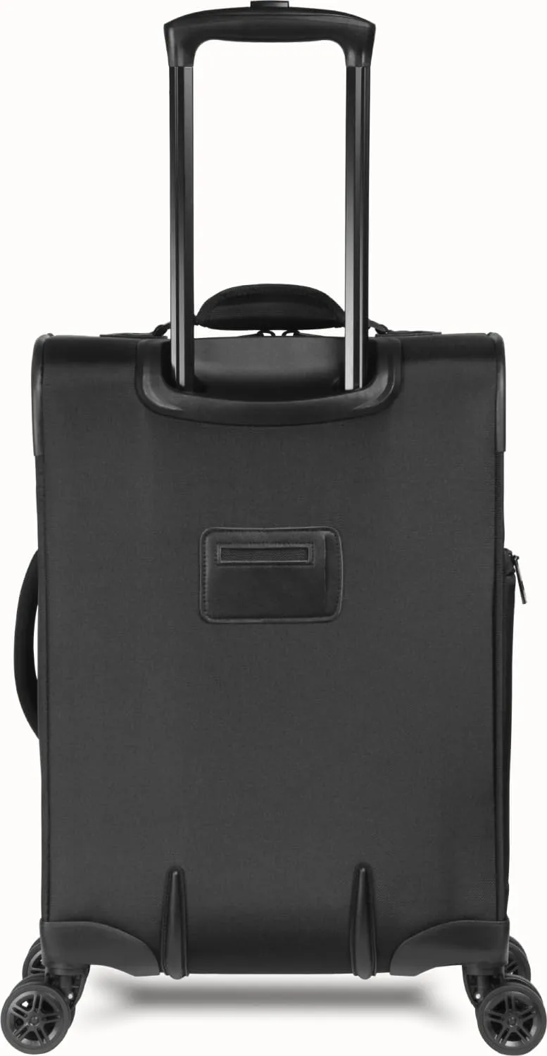 WallyBags Solutions Expandable Spinner Carry-On with Padded Laptop and Electronics Pockets, Black, 20-Inch
