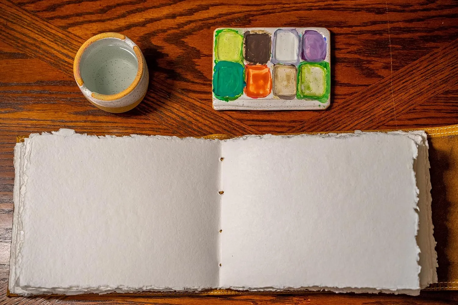 Wanderings Leather Watercolor Journal - 10x8 - Genuine Leather Album with Handmade Deckle Edge Paper for Scrapbooks Watercolor Albums Sketching - 350 GSM