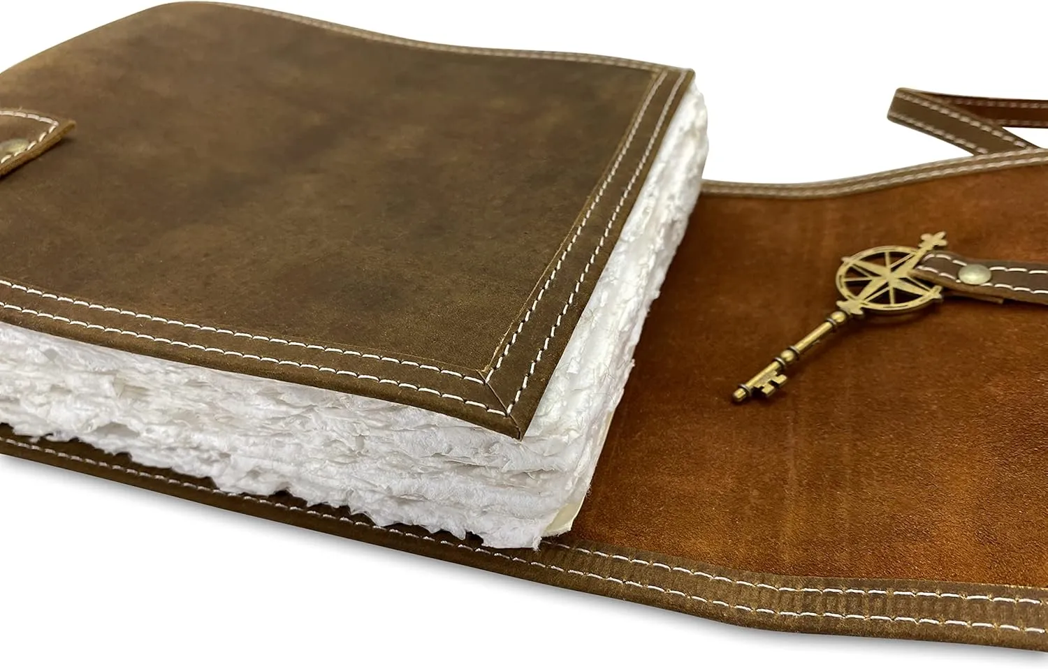 Wanderings Leather Watercolor Journal - 10x8 - Genuine Leather Album with Handmade Deckle Edge Paper for Scrapbooks Watercolor Albums Sketching - 350 GSM