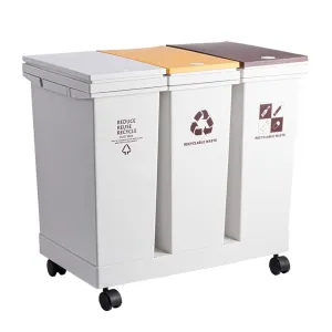 Waste Bin Plastic Classified Double-Bucket Trash can Household Press-Open lid Wheeled Large-Capacity Square Trash can Kitchen(Medium)