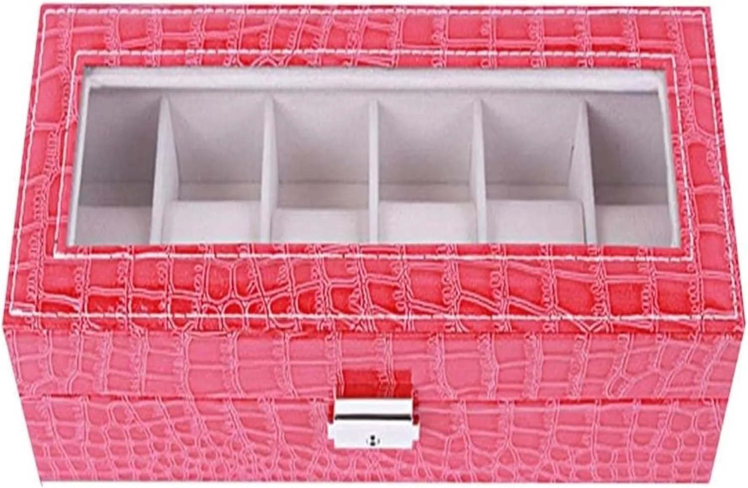 Watch Case,Elegant Large Watch Box Organizer for Men Women with 6 Slots, Transparent top, Portable Leather Watch Holder Mens Watches Case Storage Best for The Husband