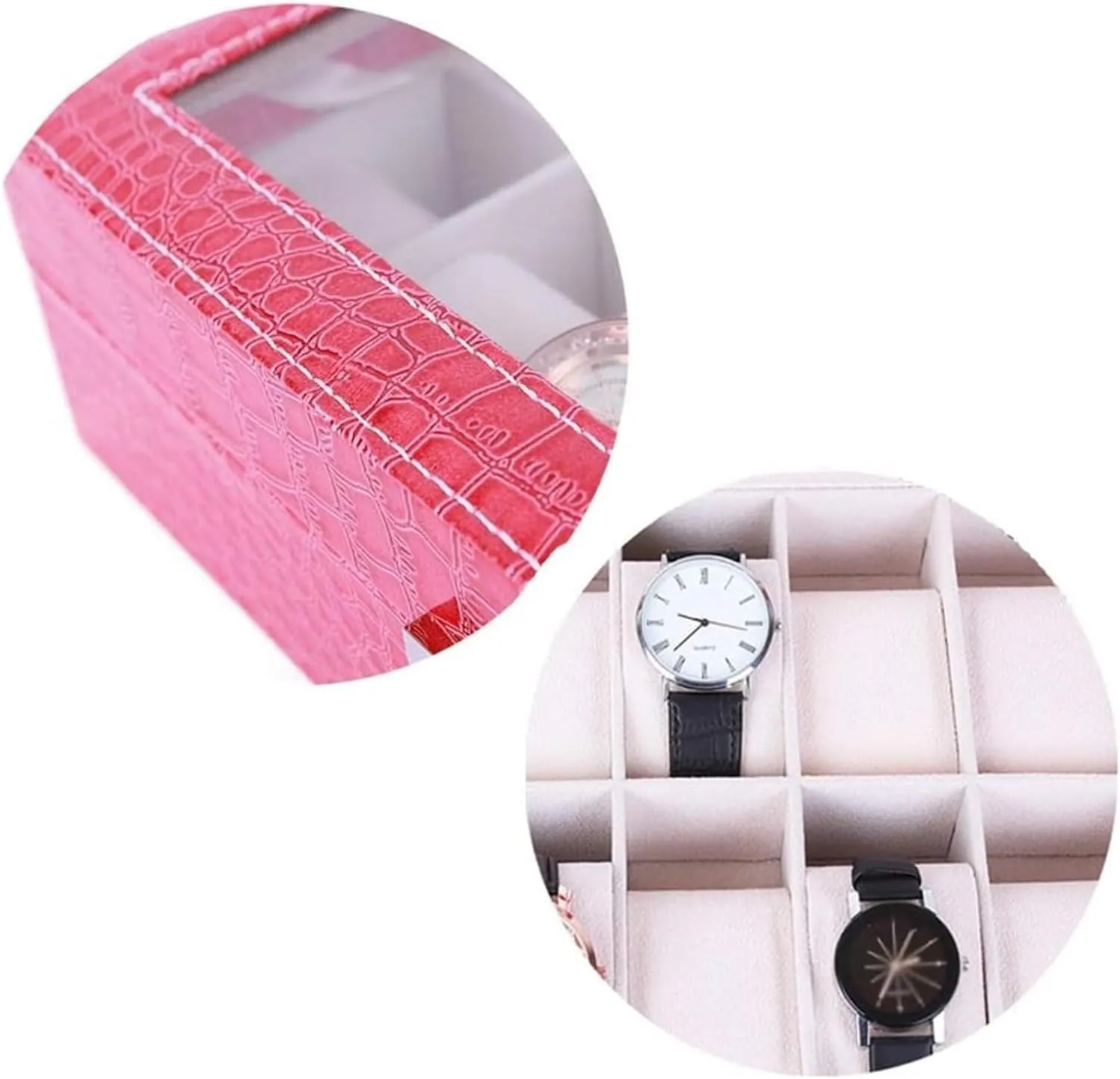 Watch Case,Elegant Large Watch Box Organizer for Men Women with 6 Slots, Transparent top, Portable Leather Watch Holder Mens Watches Case Storage Best for The Husband