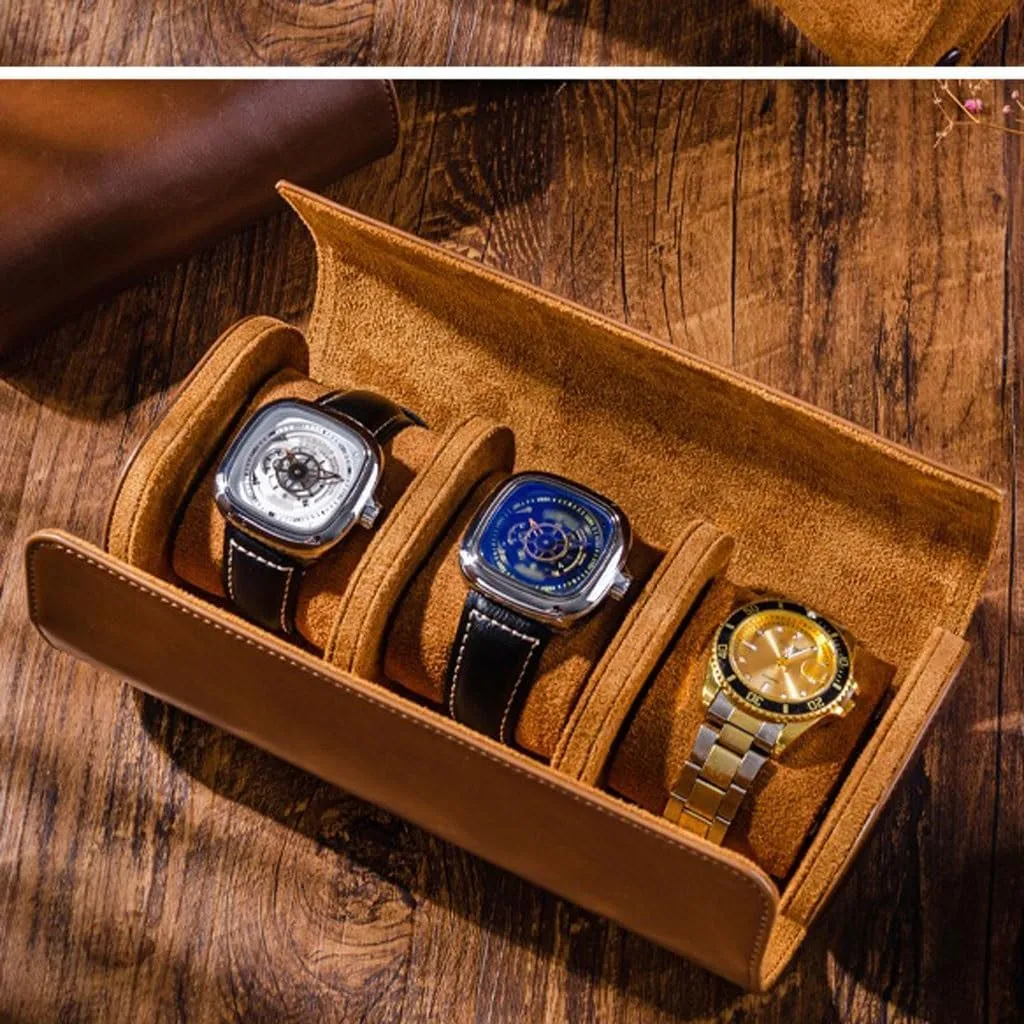 Watch Rack PU Leather Watch Box With Removable Watch Pillow Watch Storage Box Portable Travel Watch Box Suitable For Most Watches Watch Storage Box(A,S10cm)