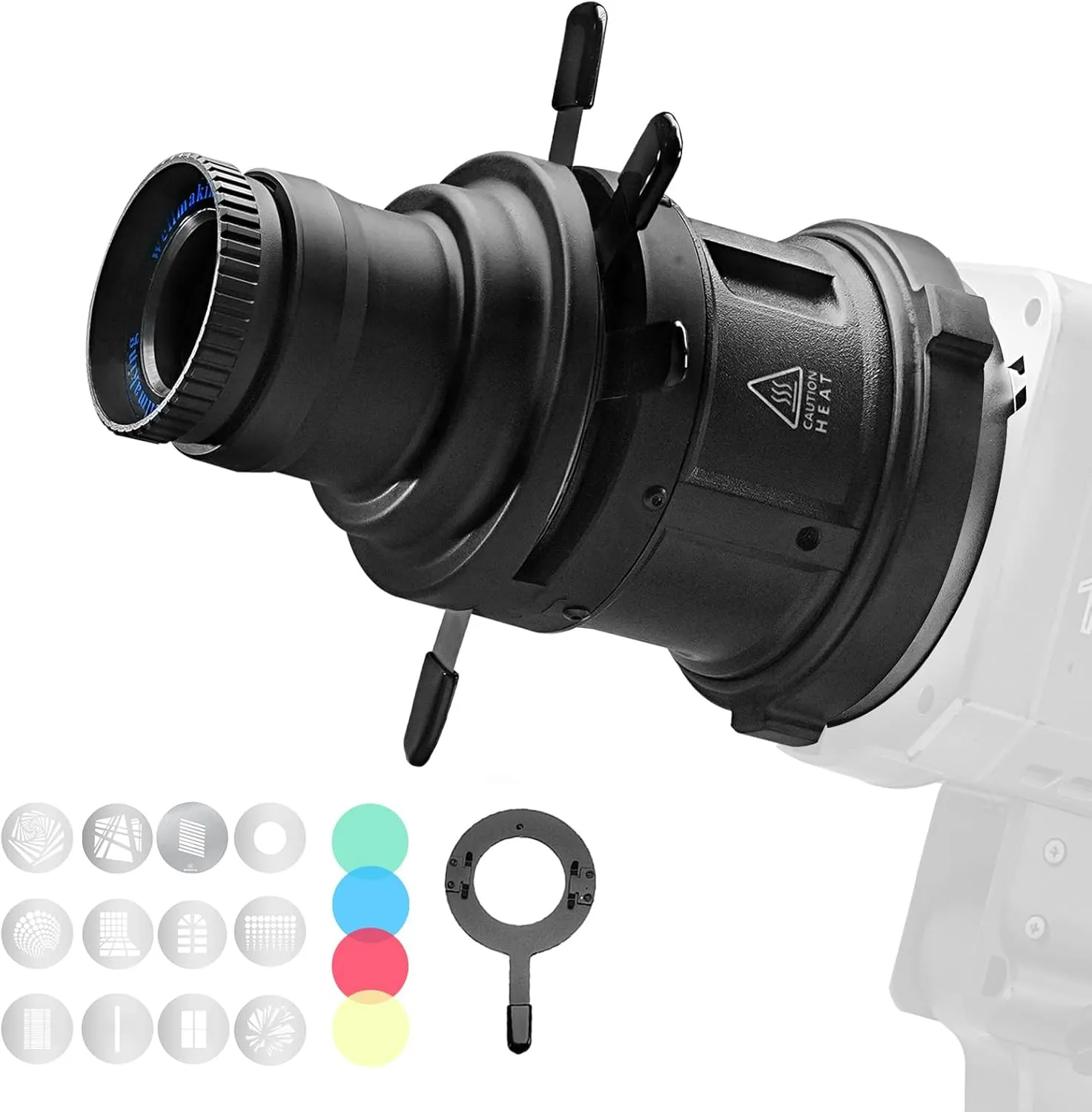 WELLMAKING S-80 Bowens Mount Optical Conical Snoot Spotlight Kit. Adjustable Focus 38°Lens, Lighting Shape Changeable; For Photography, Studio Video, Compatible with various LED lights and flashlights