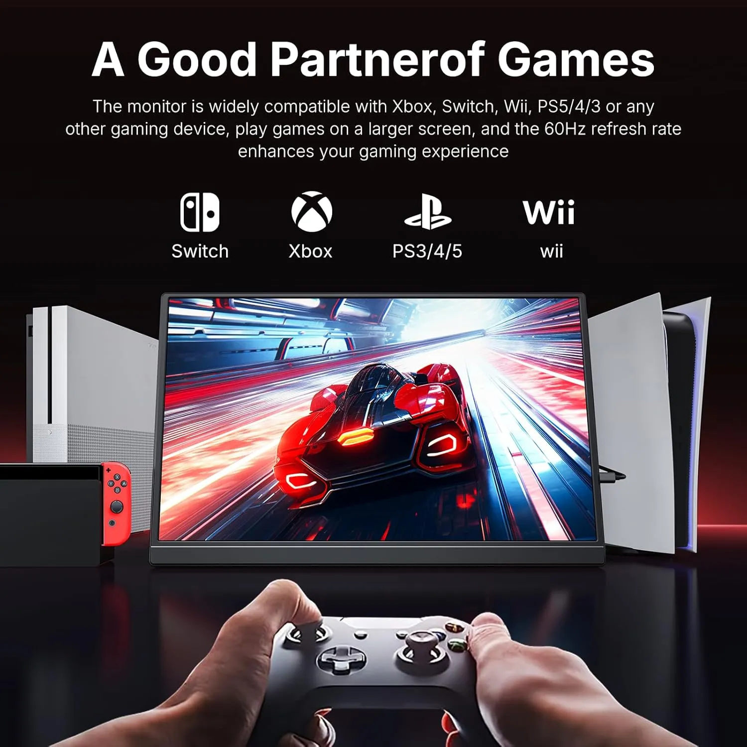 WGK Portable Monitor 15.6-inch 1080P USB-C HDMI Ultra Slim Travel Monitor with Kickstand for Laptop, PC, Mac Phone, PS, Xbox, Swich Gaming Monitor IPS Slim Zero Bezel
