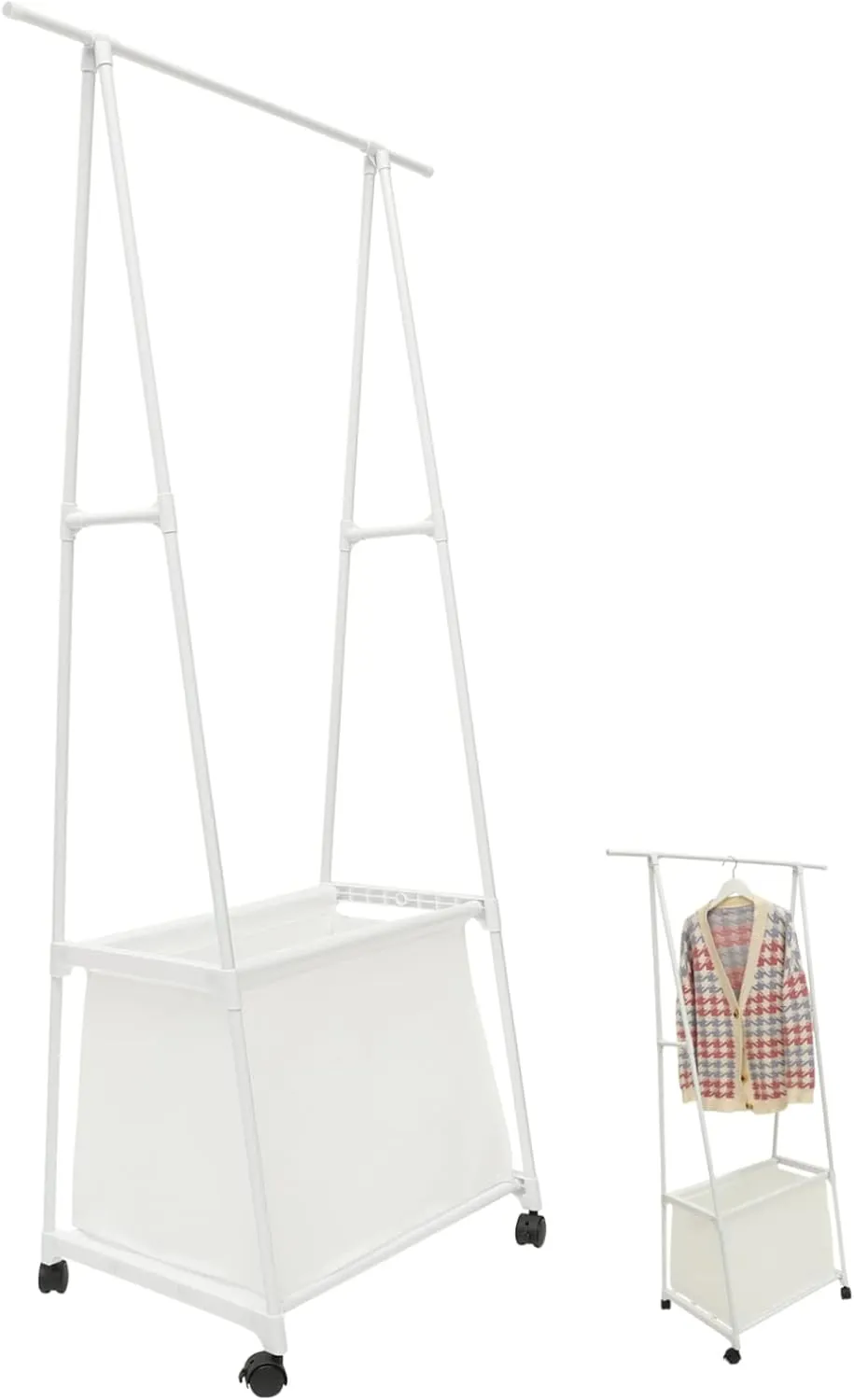 Wheeled Drying Clothes Stand Scarves and Handbags Clothes Rack Open Storage