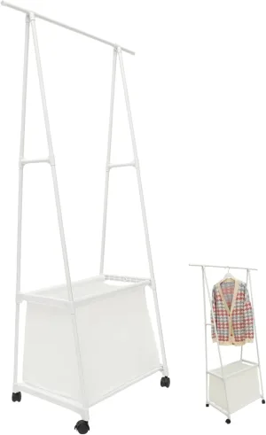 Wheeled Drying Clothes Stand Scarves and Handbags Clothes Rack Open Storage