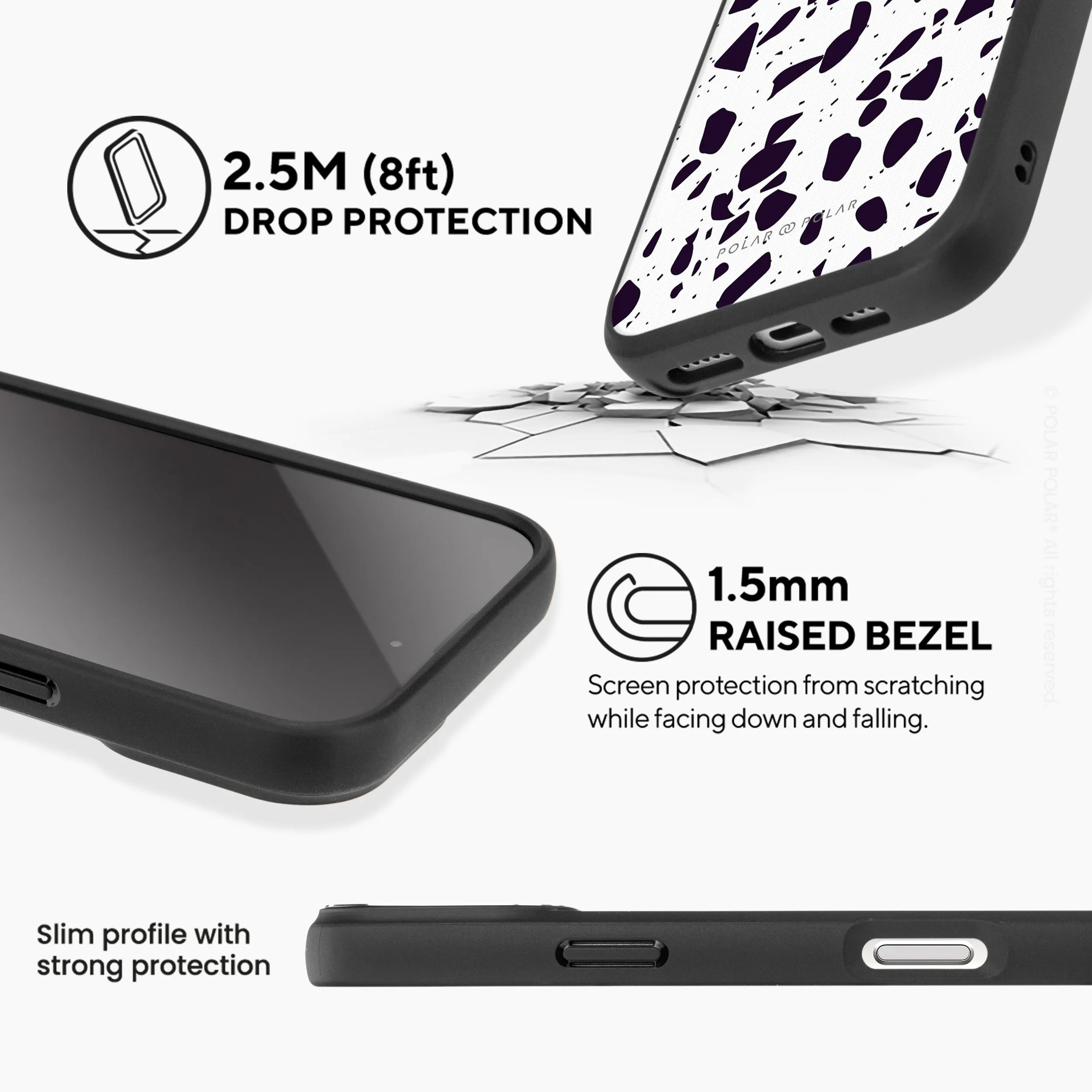 White Rocky Road Terrazzo - iPhone 16 Pro Frosted Black Bumper MagSafe Case
