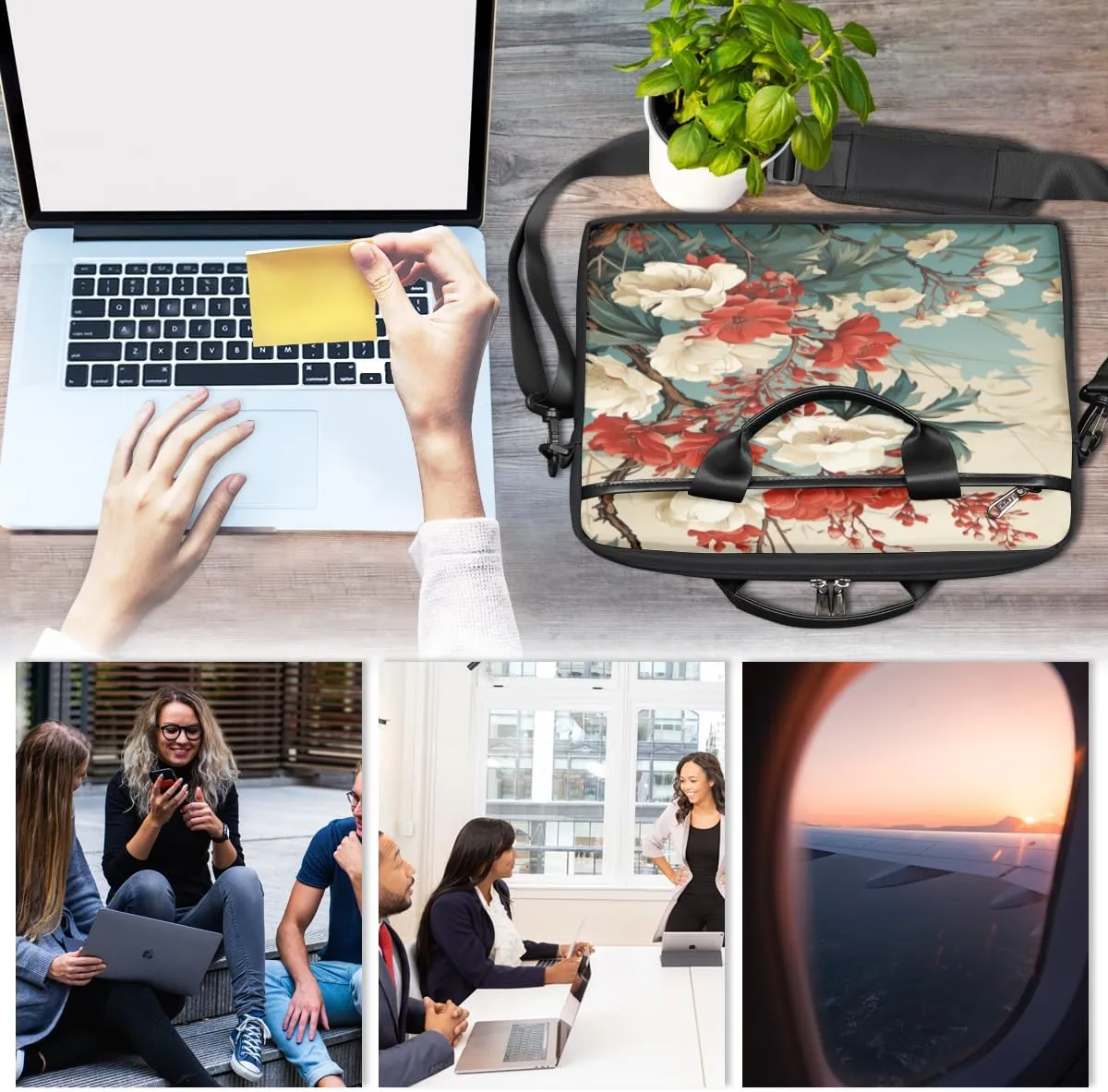 White Town Laptop Bag for Men Women 13-15 Inch Case Bags Sleeve Shoulder with Anti Slip Removable The Pad Straps