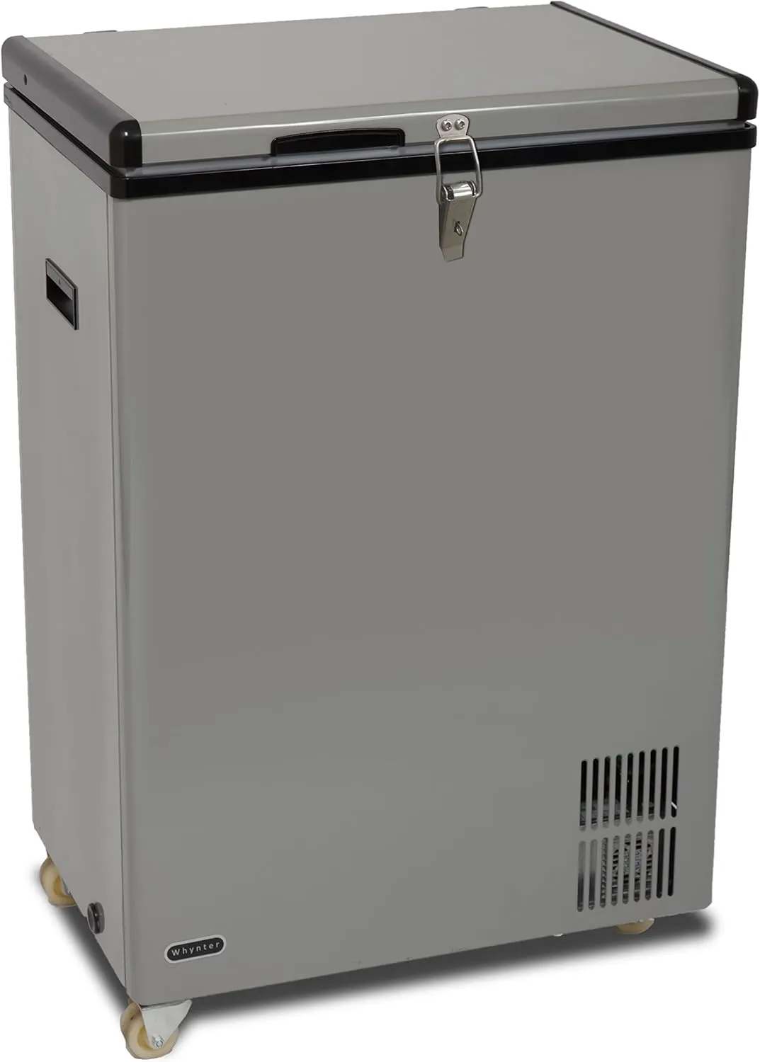 Whynter 95 Qt. Wheeled Portable Refrigerator / Portable Freezer for Travel - Chest Freezer / Fridge for Car, Camping, RVs & More, -8°F to 50°F Temperature Range, AC 110V/ DC 12V, FM-951GW, Gray