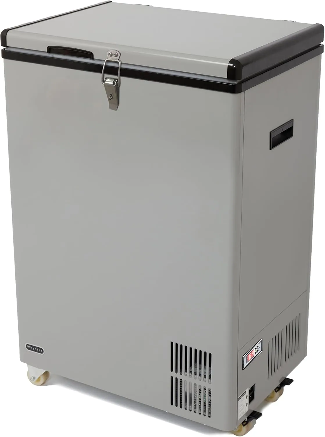 Whynter 95 Qt. Wheeled Portable Refrigerator / Portable Freezer for Travel - Chest Freezer / Fridge for Car, Camping, RVs & More, -8°F to 50°F Temperature Range, AC 110V/ DC 12V, FM-951GW, Gray
