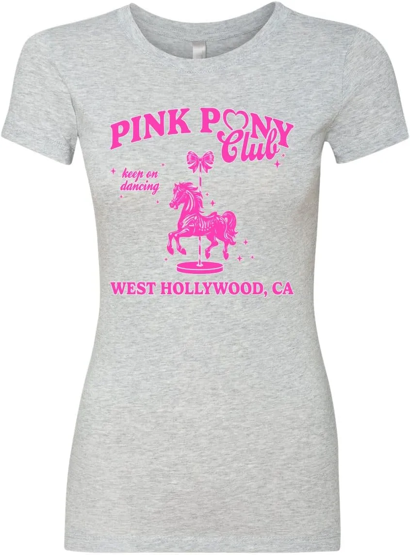Wild Bobby Pink Pony Club West Hollywood California Logo | Fan Lyrics Music Concert Merch Womens Slim Fit Junior Tee