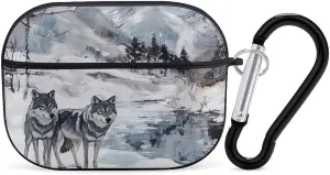 Wolf Wolves by The Stream Funny Compatible with Airpod Pro Case Cute Protective Hard Cover with Keychain Black-Style