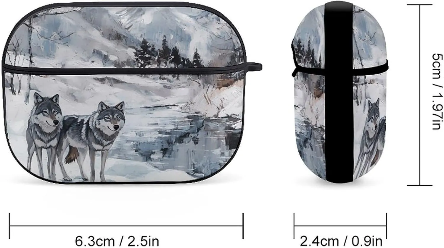 Wolf Wolves by The Stream Funny Compatible with Airpod Pro Case Cute Protective Hard Cover with Keychain Black-Style