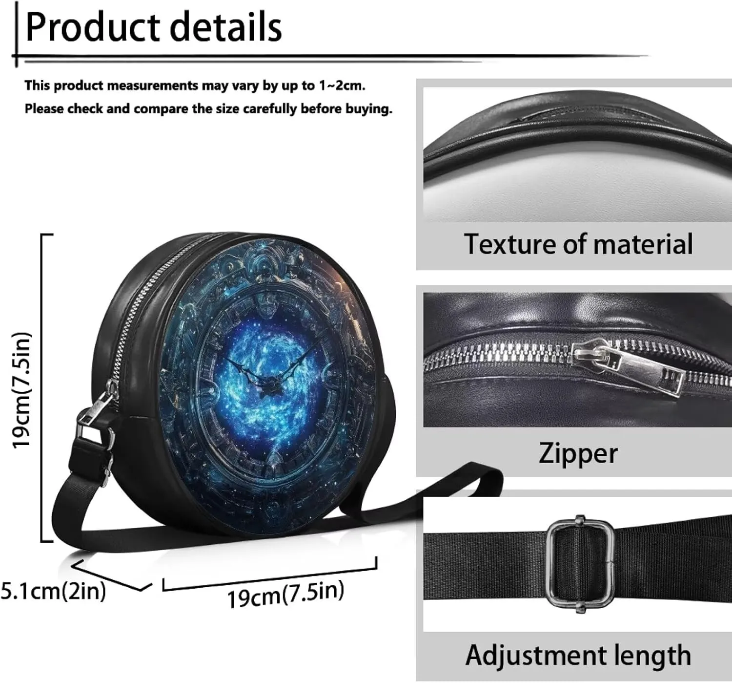 Women Round Shape Crossbody Bag Pu Leather Round Purses Circle Cross Body Shoulder Bag for Party