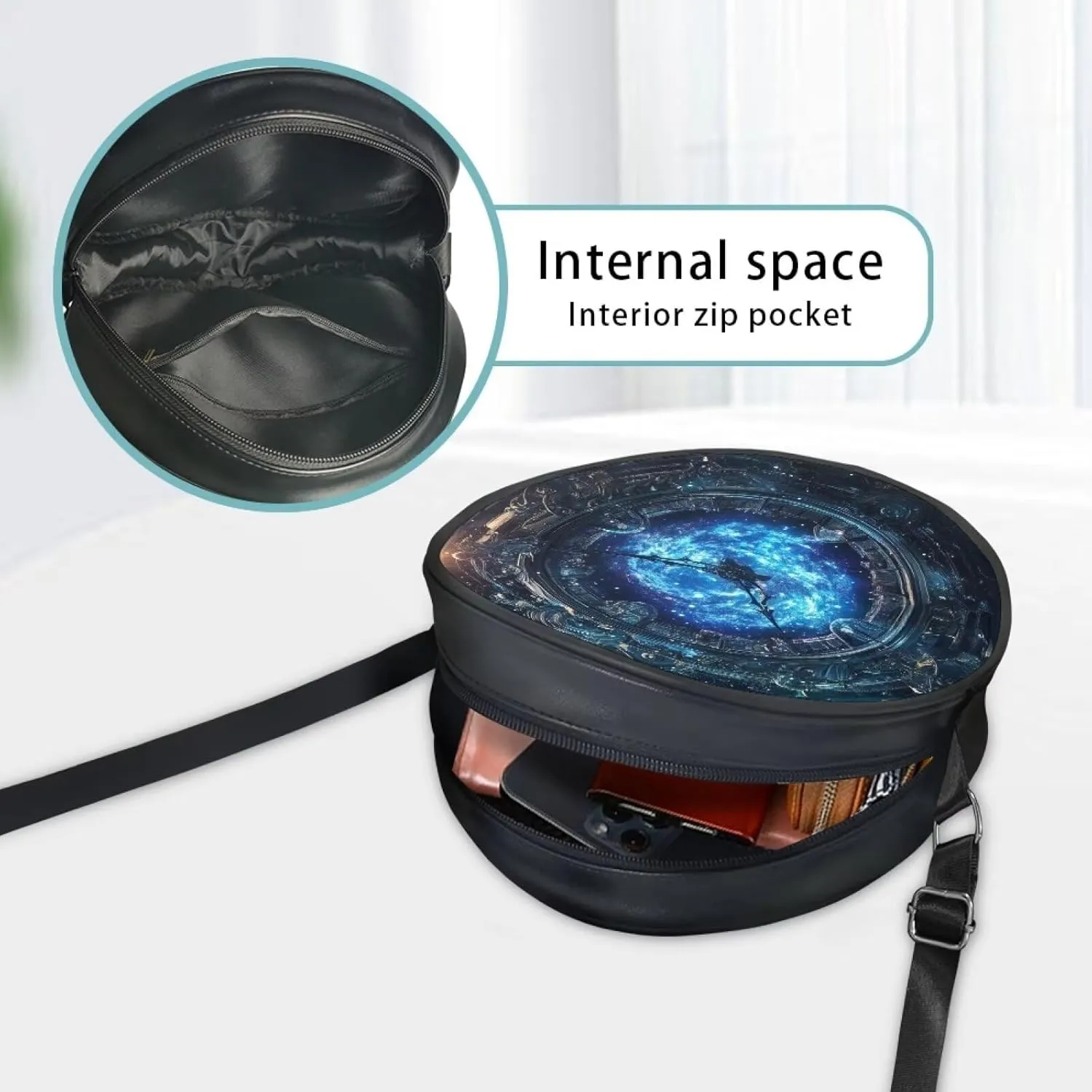 Women Round Shape Crossbody Bag Pu Leather Round Purses Circle Cross Body Shoulder Bag for Party