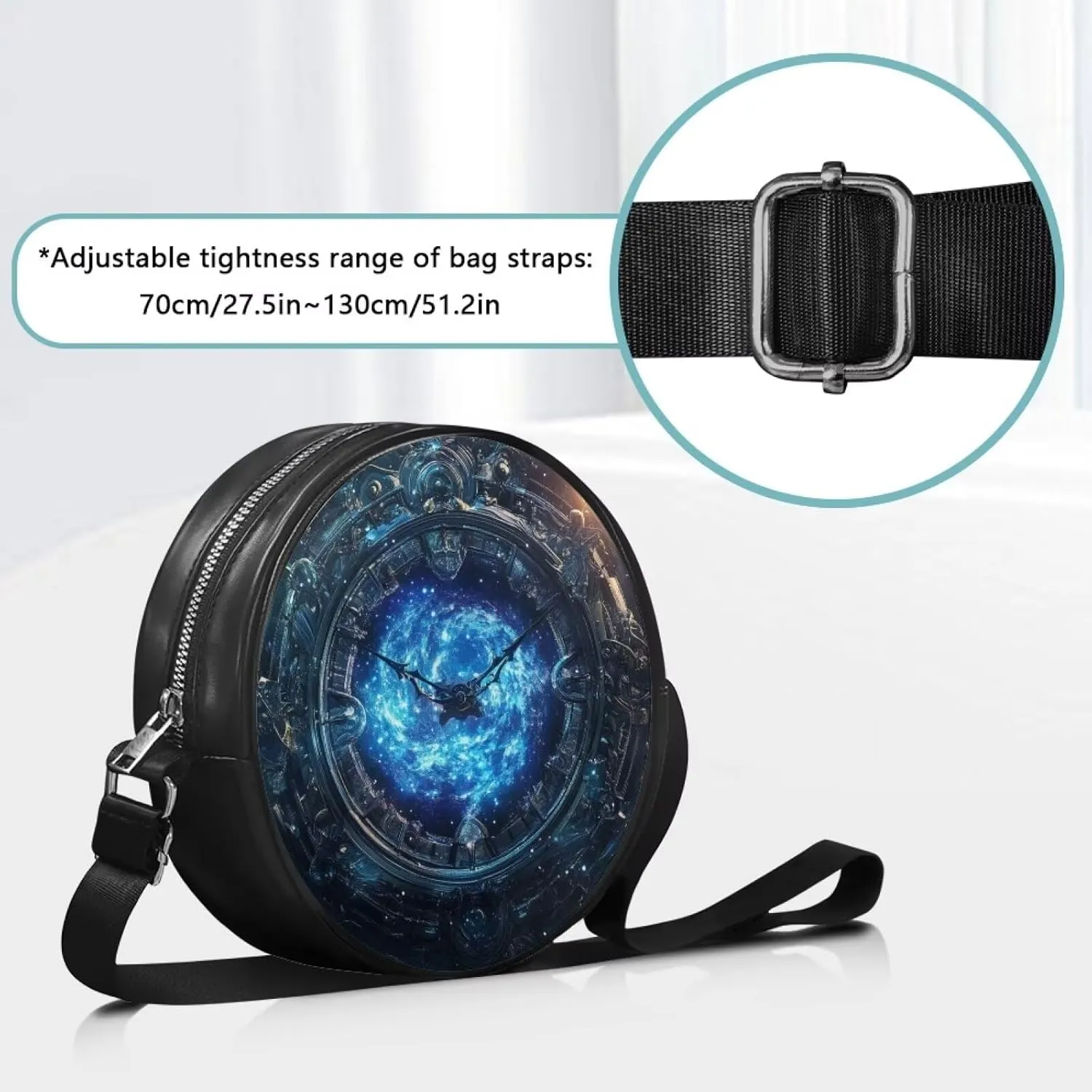Women Round Shape Crossbody Bag Pu Leather Round Purses Circle Cross Body Shoulder Bag for Party