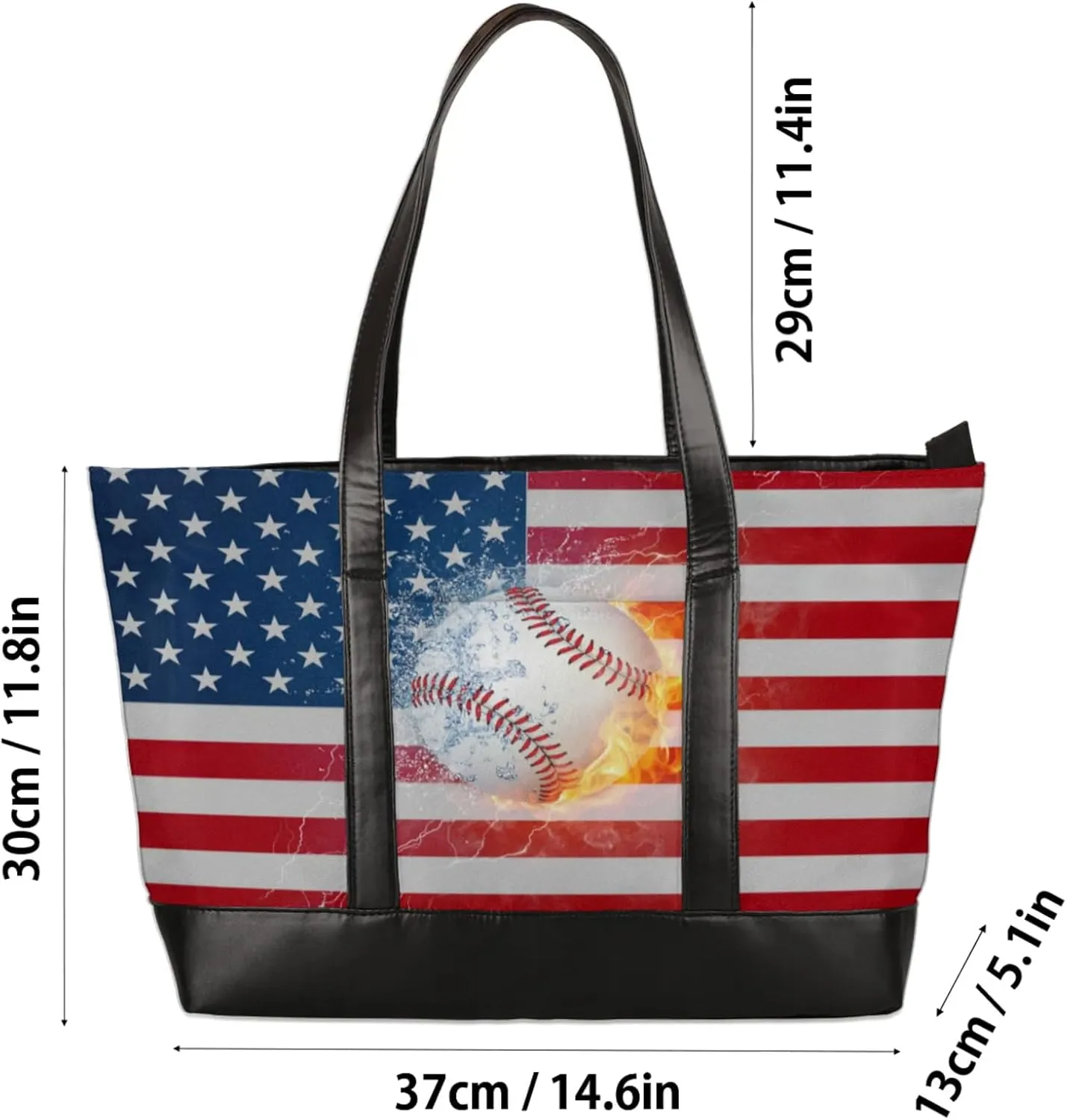 Women Tote Bag with Zipper, Shopper Handbag Travel Purse, PU Leather Laptop Tote Bags, Weekender Tote Bags