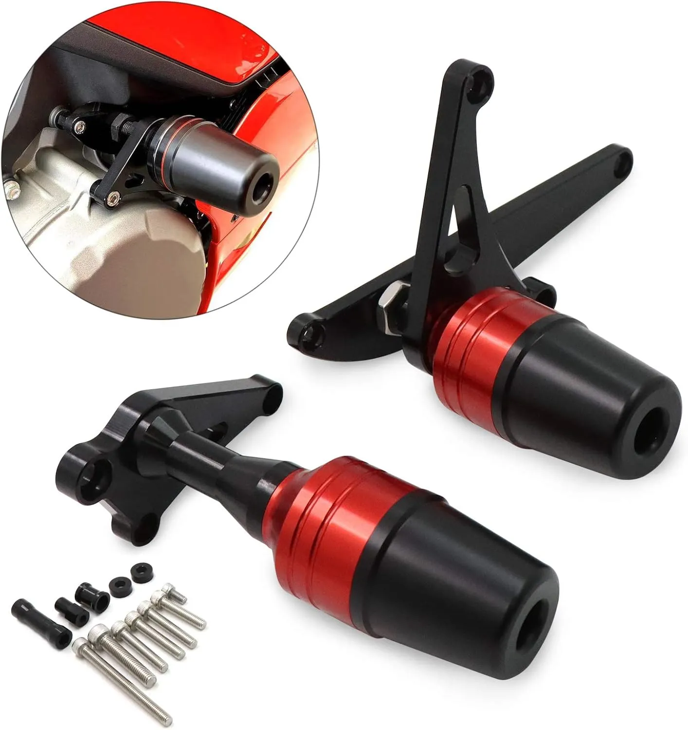 Worldmotop Engine Frame Sliders Fairing Crash Pad for Ducati Panigale V2 Panigale V2S 2019 2020 2021(red)