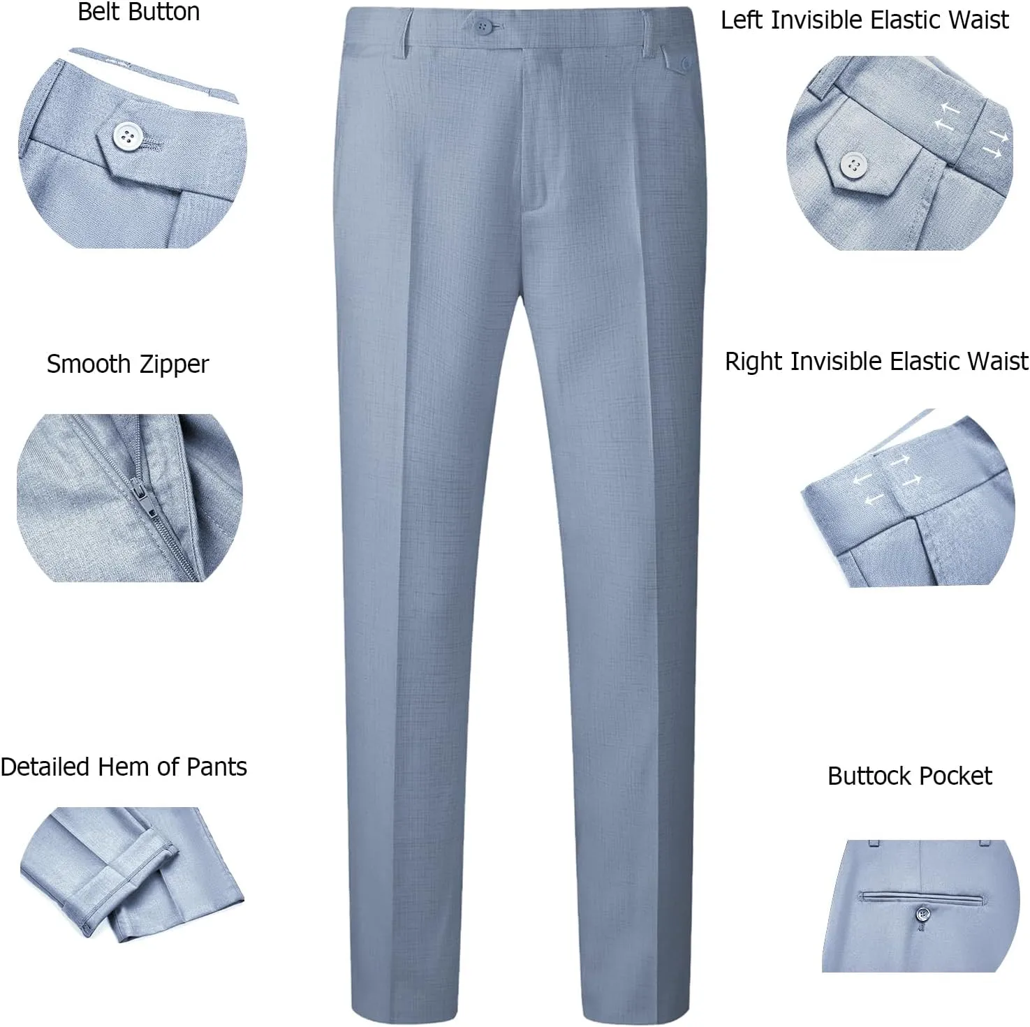 WULFUL Men's 3 Piece Slim Fit Suit Set Two Button Blazer Jacket Vest Pants Tuxedo Set for Party, Wedding and Business