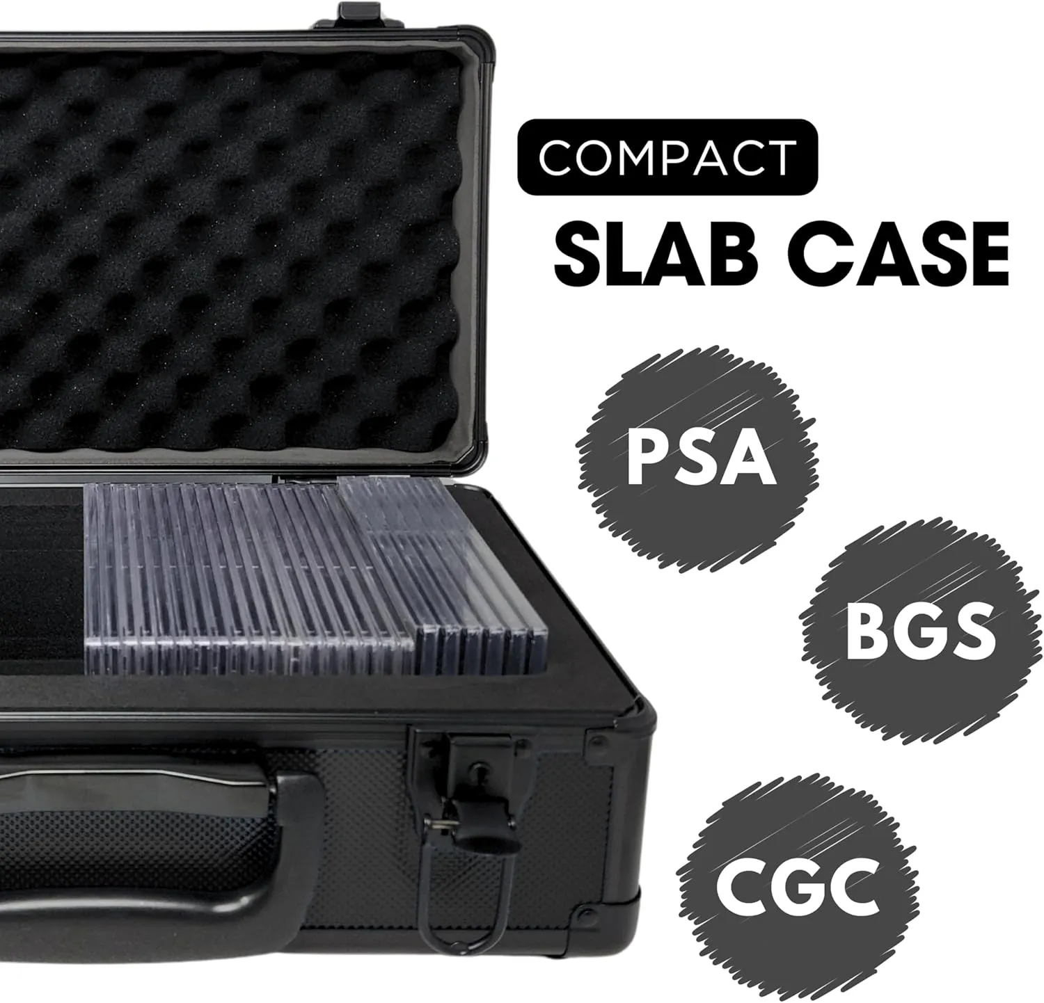 X-40 Compact Metal Slab Case | PSA BGS CGC | Durable Aluminum Briefcase for Graded Sports & Trading Cards | PSA Card Case & Graded Slab Storage Case Box (Black)