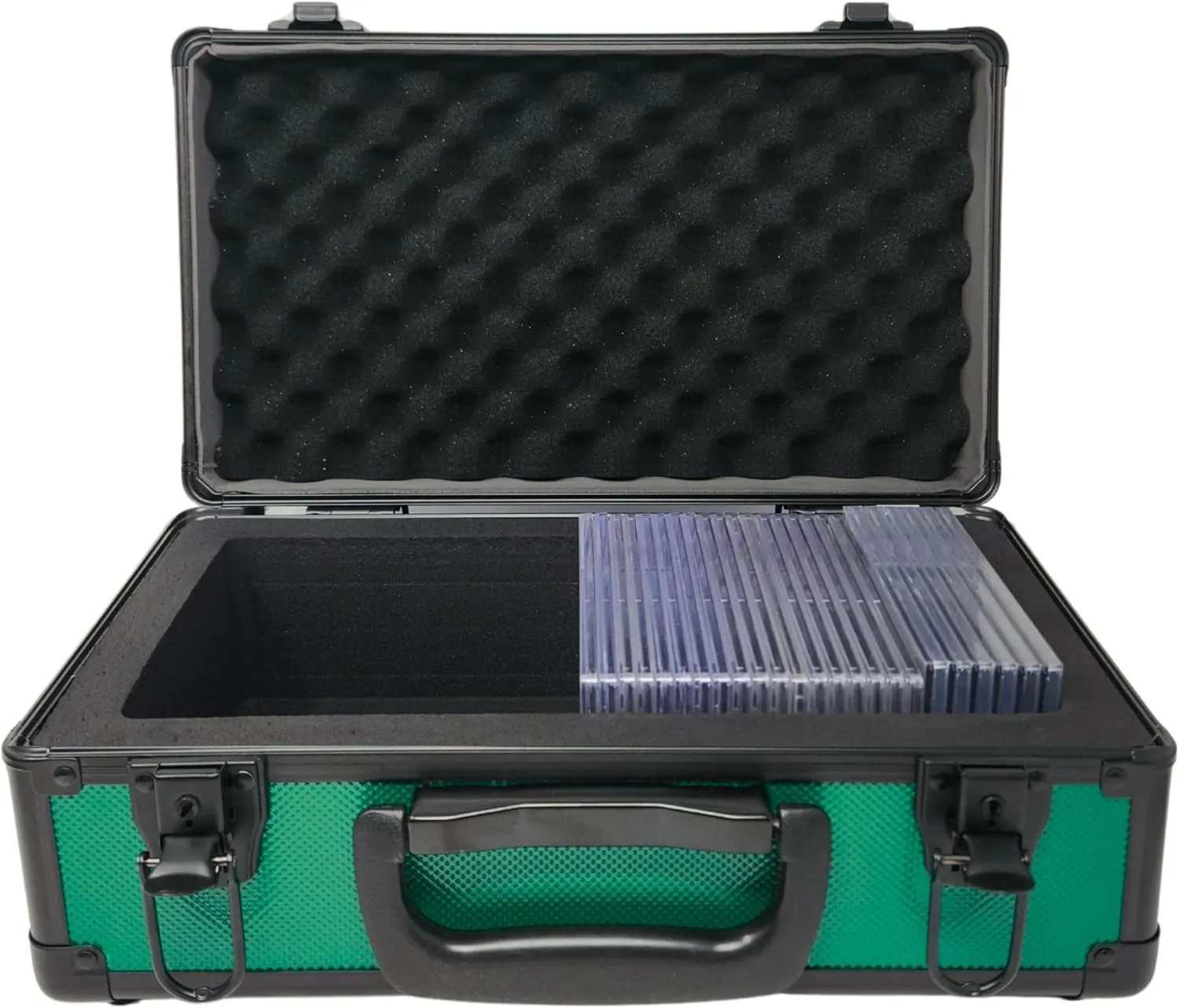 X-40 Compact Metal Slab Case | PSA BGS CGC | Durable Aluminum Briefcase for Graded Sports & Trading Cards | PSA Card Case & Graded Slab Storage Case Box (Green)
