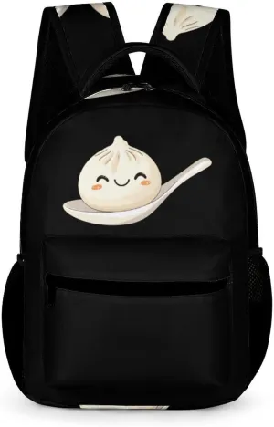 Xiaolongbao Chinese Dim Sum Bun 16 Inch Backpack with Side Pockets Cute Shoulder Bag Dackpack for Travel Hiking Camping