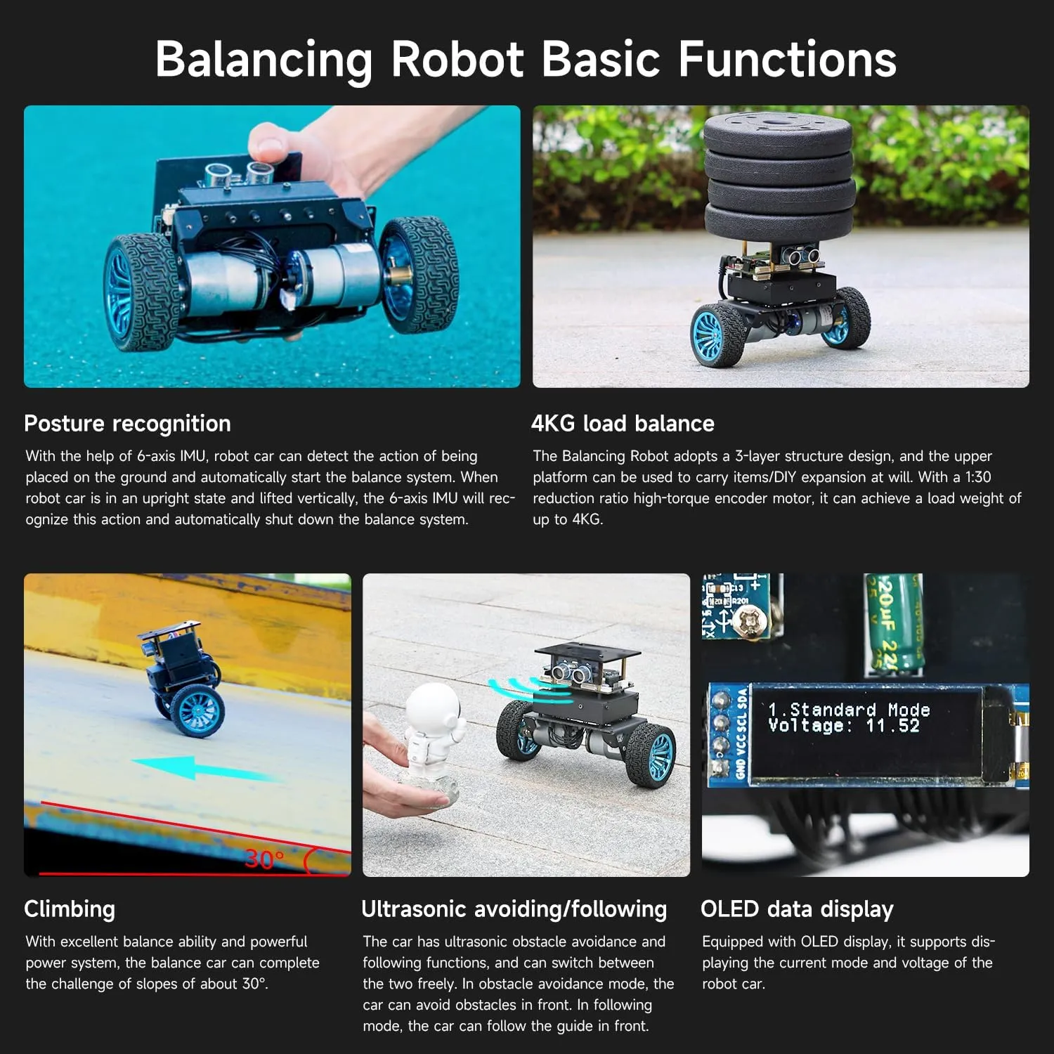 Yahboom STM32 2wd Self-Balancing Robot,Two-Wheeled Intelligent Robot Chassis Kit,PID Obstacle Avoidance Encoder Motor (Standard Kit)