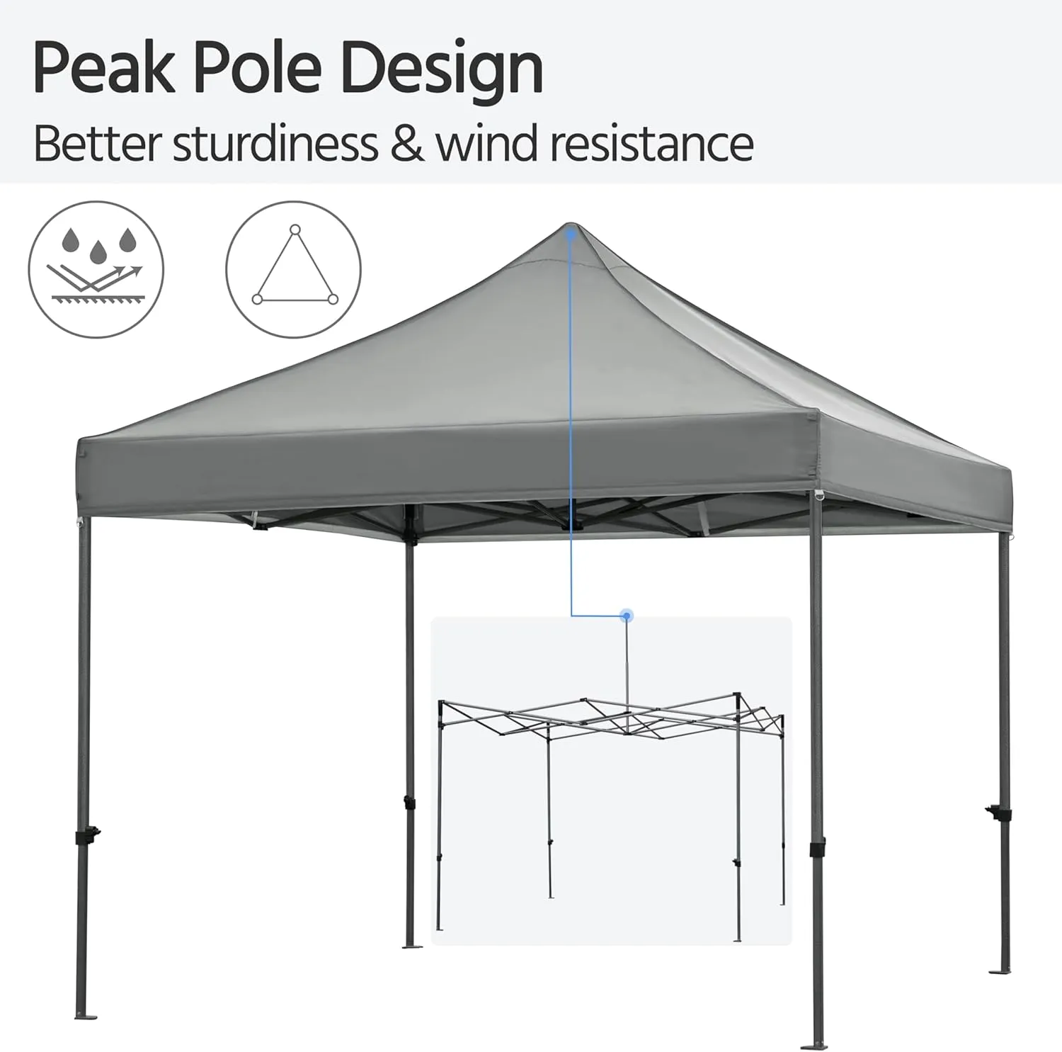 Yaheetech Canopy Tent, Commercial Instant Heavy Duty Canopy, 500D Waterproof Adjustable Canopy with Wheeled Carry Bag, 4 Sandbags and 4 Stakes (10x10, Light Gray)